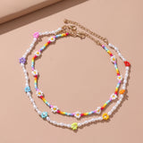 Flowers Pearl Necklace Beads Necklaces Women Party Jewelry