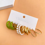 Leopard Pearl Hoop Earrings Set Acrylic Resin Brincos Jewelry