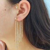 Crystal Tassel Dangle Butterfly Ear Clips Wedding Jewelry