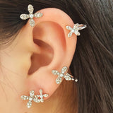 Crystal Tassel Dangle Butterfly Ear Clips Wedding Jewelry