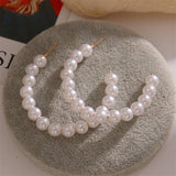 Vintage Oversize Pearl Hoop Earrings for Women Girls Brinco