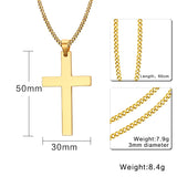 Men's Cross Pendant Necklace 24" Stainless Steel Link Chain Christ Faith
