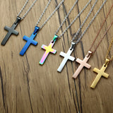 Men's Cross Pendant Necklace 24" Stainless Steel Link Chain Christ Faith