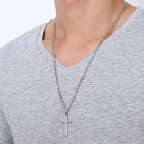 Men's Cross Pendant Necklace 24" Stainless Steel Link Chain Christ Faith