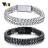 Men's Double Wheat Chain Bracelet Stainless Steel High Polished 19/21cm