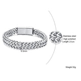 Men's Double Wheat Chain Bracelet Stainless Steel High Polished 19/21cm