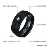 Men's Punk Titanium Ring 8mm CZ Stone Wedding Band