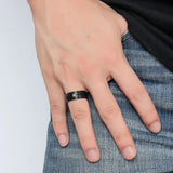 Men's Punk Titanium Ring 8mm CZ Stone Wedding Band