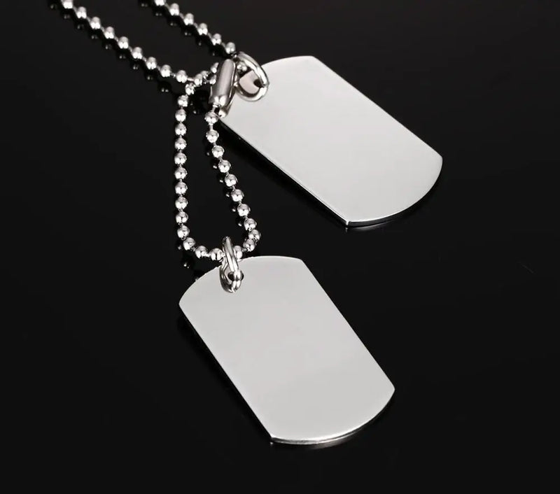 Stainless Steel Double Dog Tag Necklace Pendant Men Jewelry