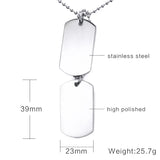 Stainless Steel Double Dog Tag Necklace Pendant Men Jewelry