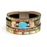 Women Stone Bracelet Sparkling Sequin Leather Bracelet