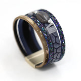 Women Stone Bracelet Sparkling Sequin Leather Bracelet
