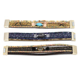 Women Stone Bracelet Sparkling Sequin Leather Bracelet