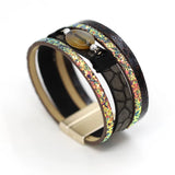 Women Stone Bracelet Sparkling Sequin Leather Bracelet