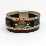 Women Stone Bracelet Sparkling Sequin Leather Bracelet