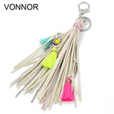 Bohemian Velvet Rope Keychain with Alloy Tassel Pendant