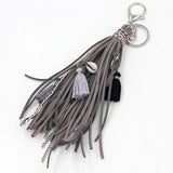 Bohemian Velvet Rope Keychain with Alloy Tassel Pendant