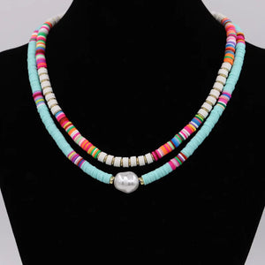 Multicolor Clay Pearl Choker Necklace for Women