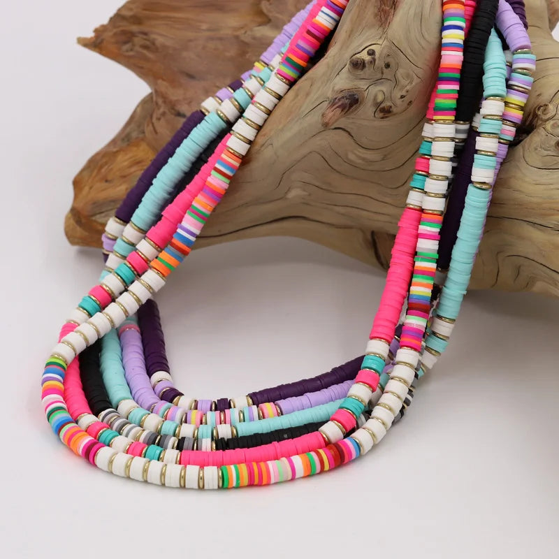 Multicolor Clay Pearl Choker Necklace for Women
