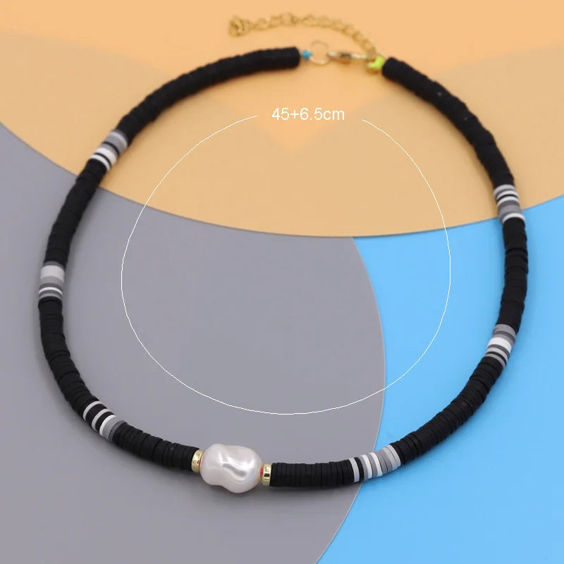 Multicolor Clay Pearl Choker Necklace for Women