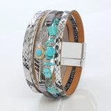 Vintage Alloy Feather Multilayer Leather Bracelet Boho Jewelry