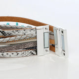 Vintage Alloy Feather Multilayer Leather Bracelet Boho Jewelry
