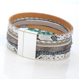 Vintage Alloy Feather Multilayer Leather Bracelet Boho Jewelry