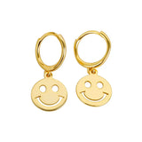 14K Smile Face Drop Earrings for Women Party Jewelry