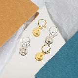 14K Smile Face Drop Earrings for Women Party Jewelry