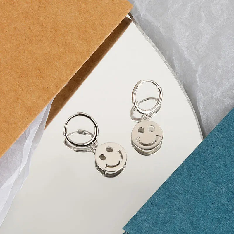 14K Smile Face Drop Earrings for Women Party Jewelry