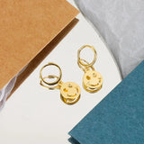 14K Smile Face Drop Earrings for Women Party Jewelry