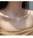 Angel Wing Shell Charm Necklace with Zircon Tassel