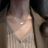 Angel Wing Shell Charm Necklace with Zircon Tassel