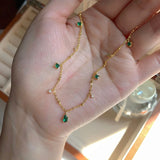 Vintage Green Zircon Women's Necklace and Silver Chain Gift