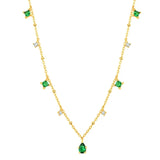 Vintage Green Zircon Women's Necklace and Silver Chain Gift