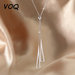 Geometric Triangle Necklace Silver Jewelry Gift