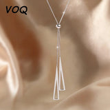 Geometric Triangle Necklace Silver Jewelry Gift