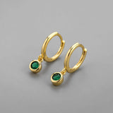 Green Zircon Hoop Earrings Small Silver Jewelry