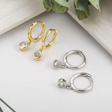 Green Zircon Hoop Earrings Small Silver Jewelry
