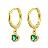 Green Zircon Hoop Earrings Small Silver Jewelry