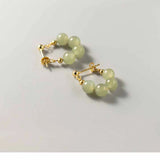 Hetian Jade Earrings for Women 4 Beads Lady Jewelry