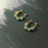 Hetian Jade Earrings for Women 4 Beads Lady Jewelry
