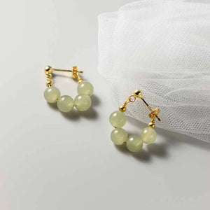 Hetian Jade Earrings for Women 4 Beads Lady Jewelry