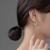 Hetian Jade Earrings for Women 4 Beads Lady Jewelry
