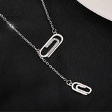 Silver Geometric Paper Clip Necklaces for Women
