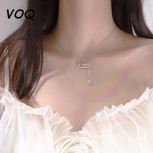 Silver Geometric Paper Clip Necklaces for Women