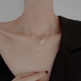 Silver Geometric Paper Clip Necklaces for Women