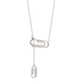 Silver Geometric Paper Clip Necklaces for Women