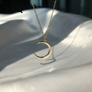Sweet Moon Necklace Crescent Clavicle Chain Silver Jewelry