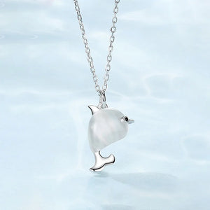 Silver Dolphin Opal Necklace for Party Gift